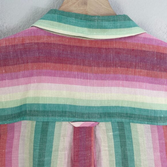 J Crew Womens 2 Multicolor Striped Linen Cotton Button Up Shirt Long Sleeve Top - Picture 9 of 9